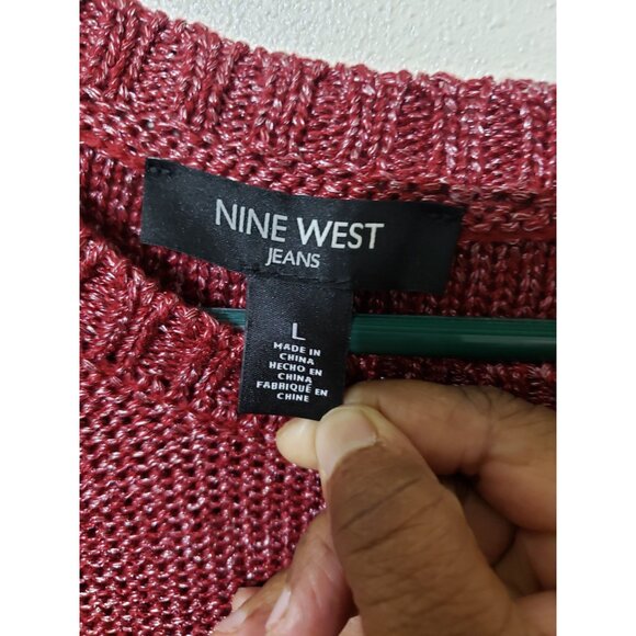 Nine West, biking red, Keira, drawstring sleeve sweater, size L - Picture 2 of 8